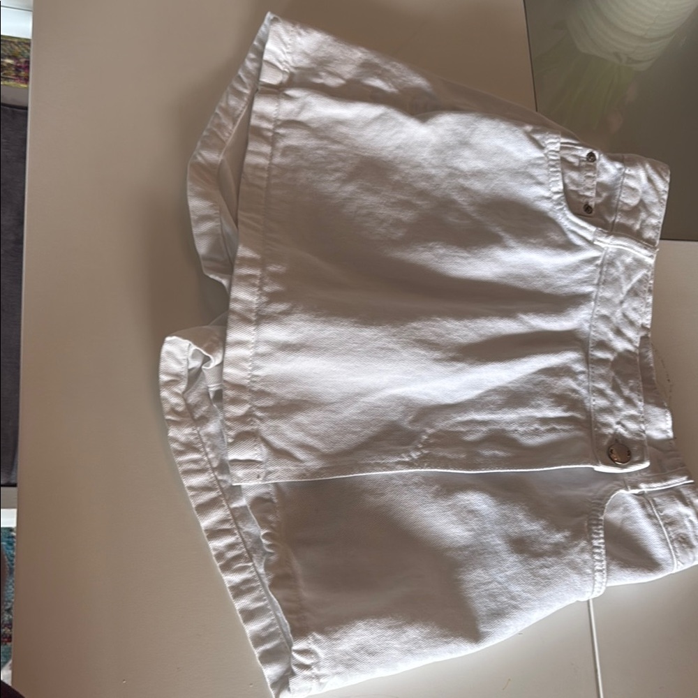 Zara White High Waist Shorts with Ruffled Hem